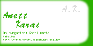 anett karai business card